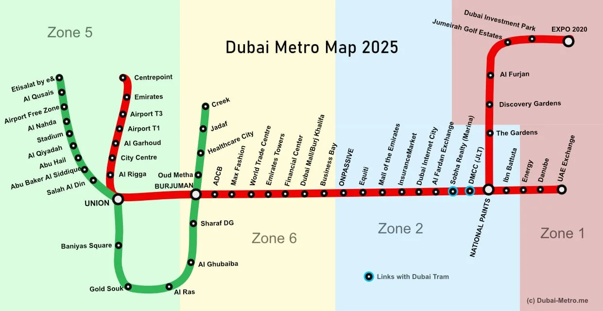 Mapa dubajského metra 